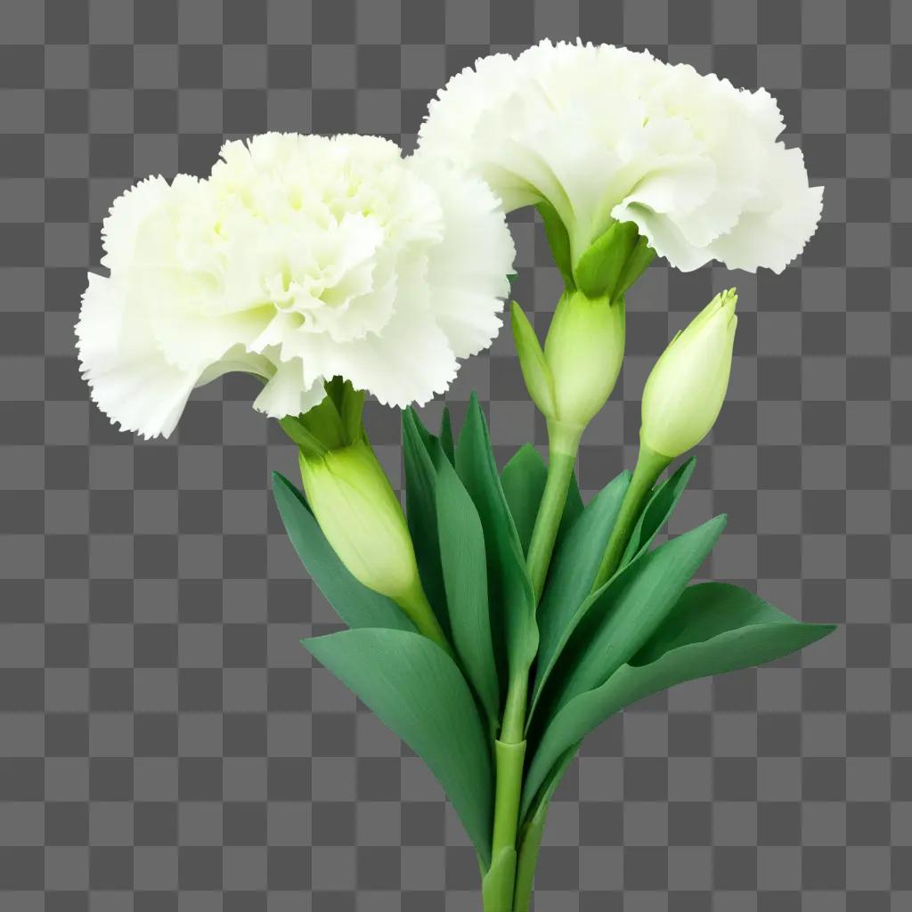 White and green flowers on a green background