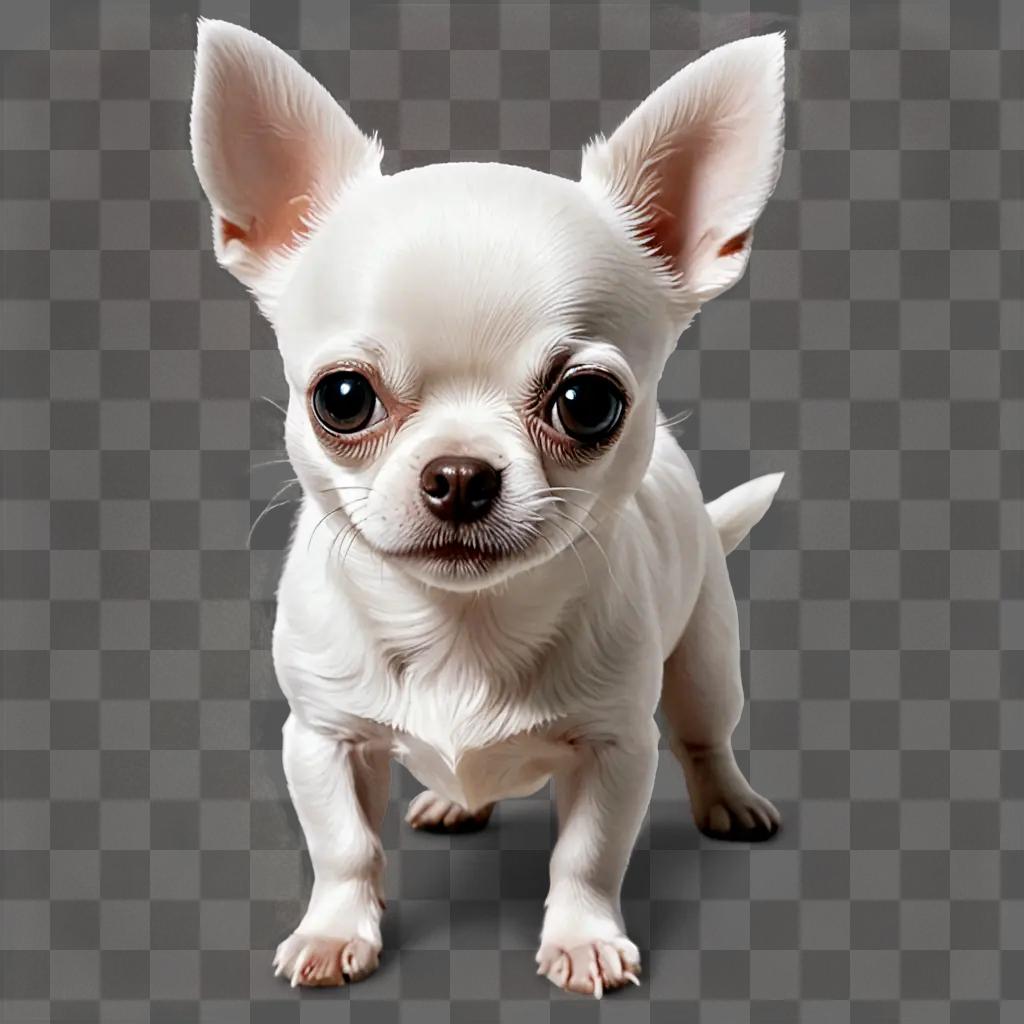 White apple head chihuahua staring at camera