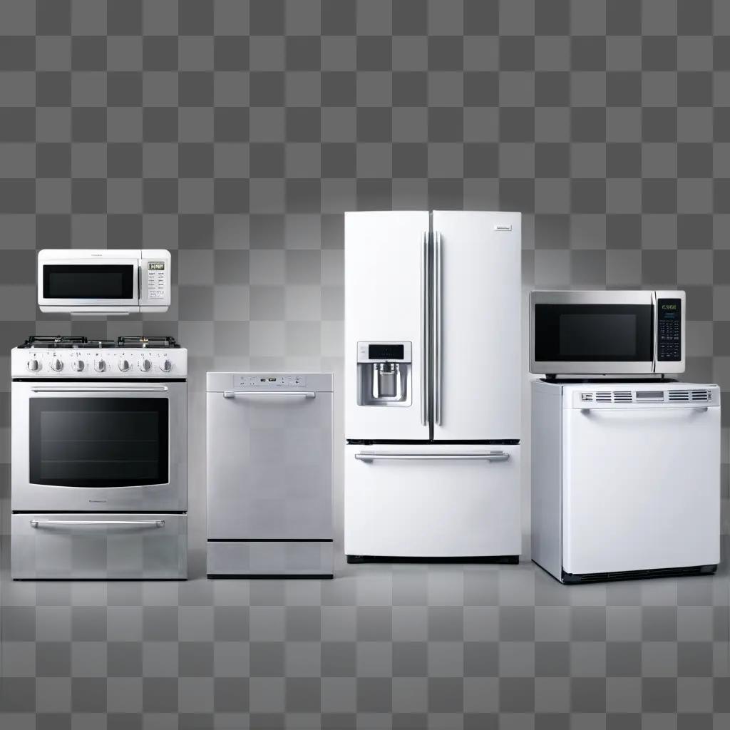 White appliances arranged in a row