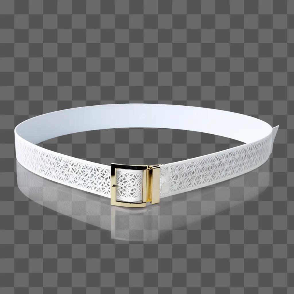 White belt with gold buckle in transparent background