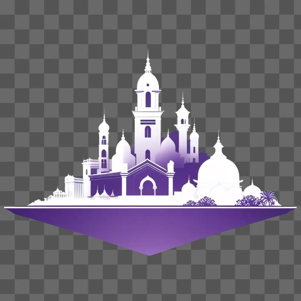 White castle on purple background