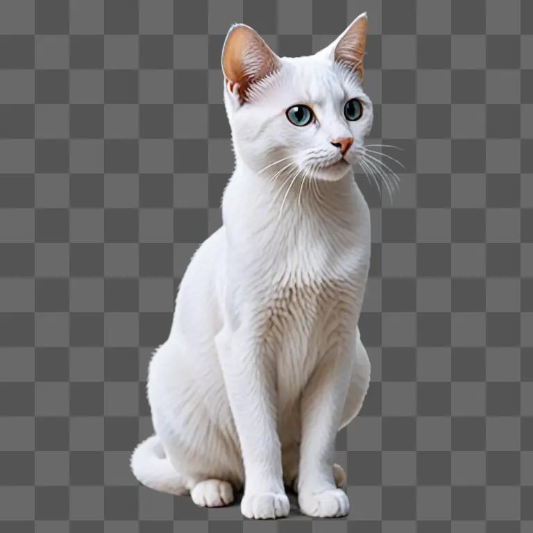 White cat with blue eyes in a white background