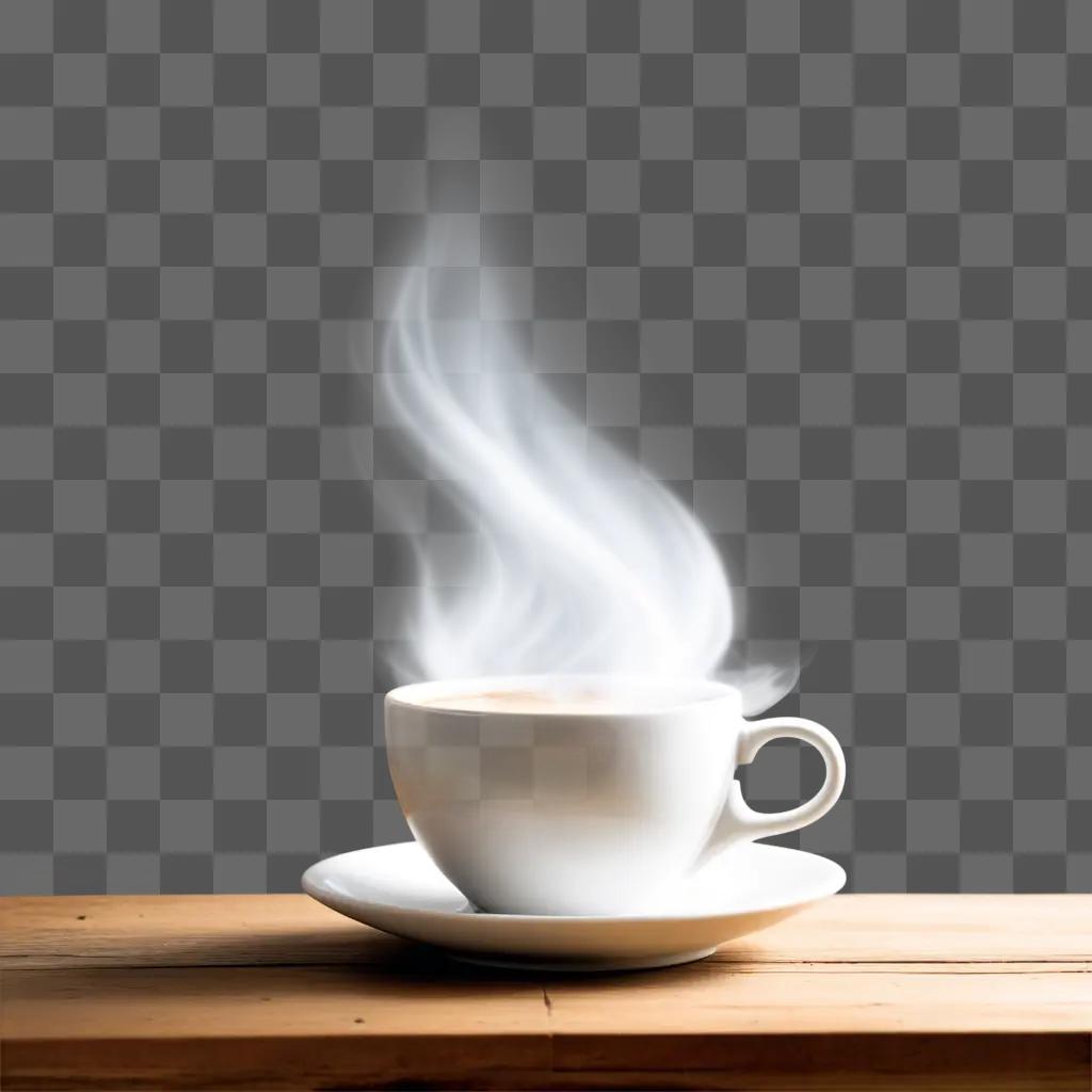 White coffee cup with smoke emanating from it