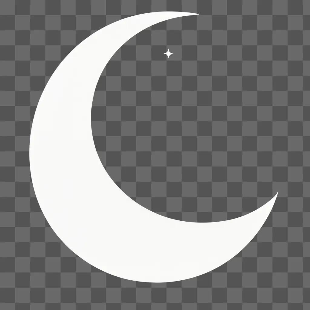 White crescent moon on white background