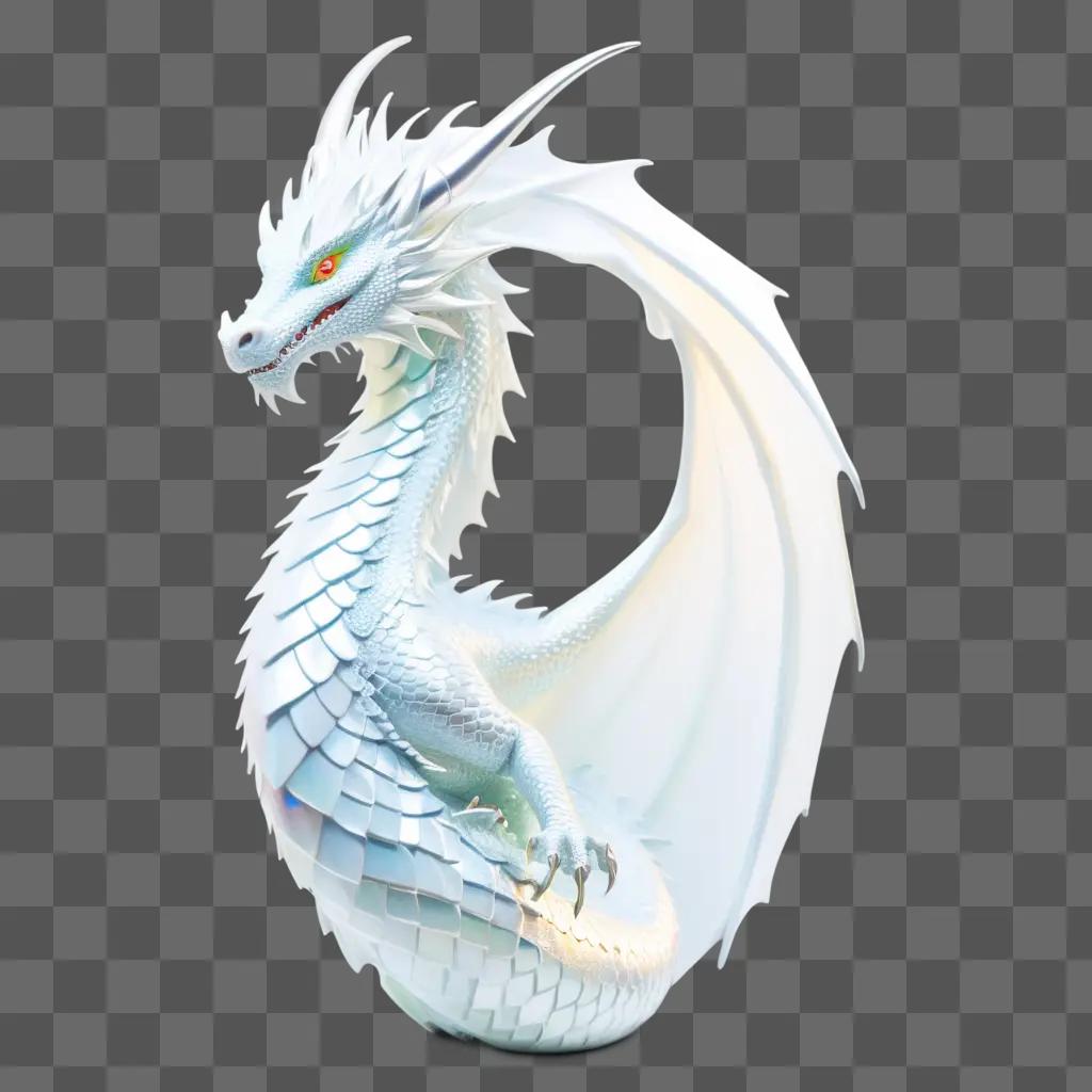 White dragon with red eyes and scales on its body