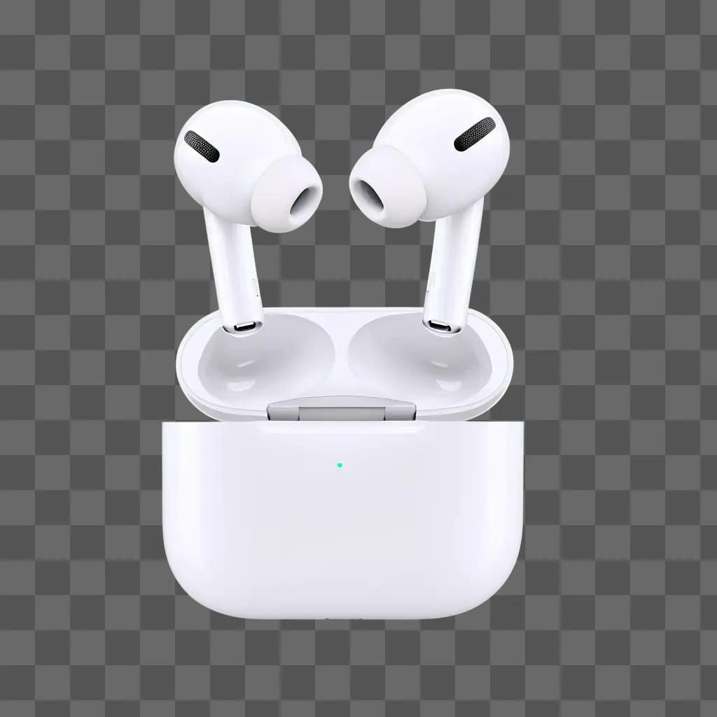 White earbuds with light show on a white background