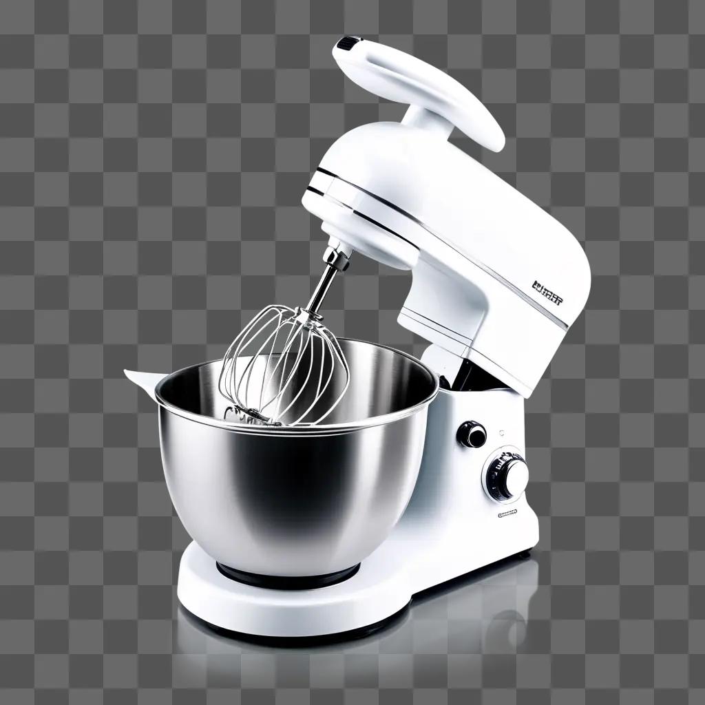 White electric mixer with whisk in bowl