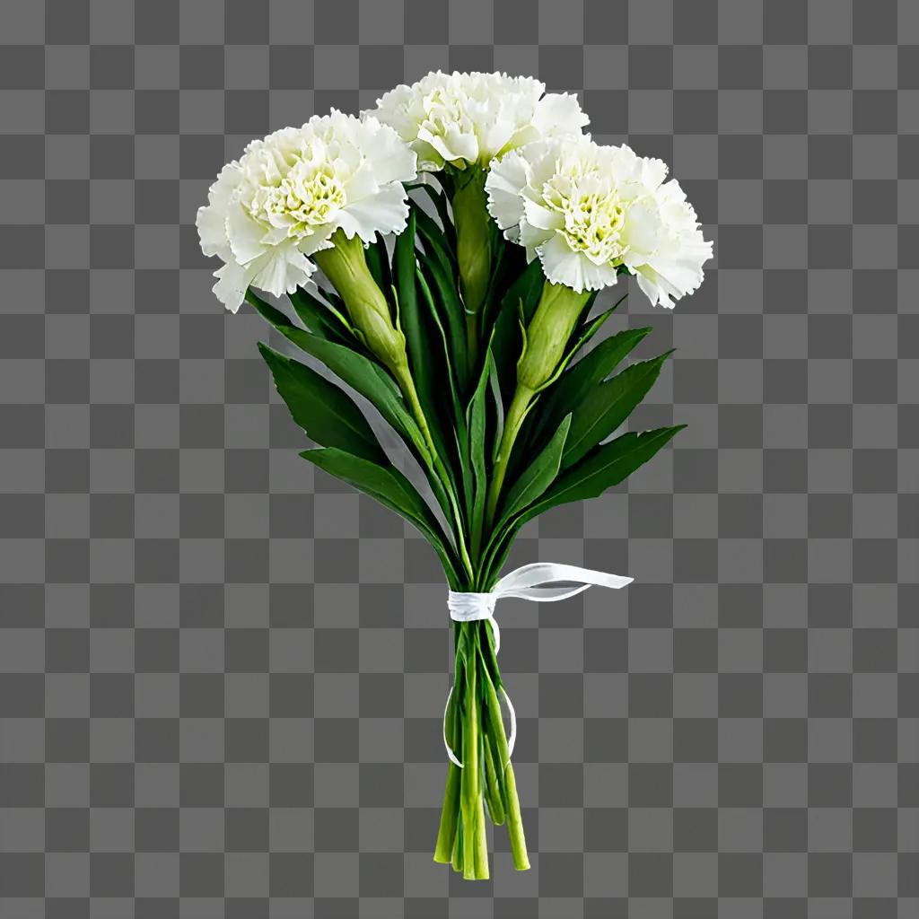 White flowers with green stems and leaves