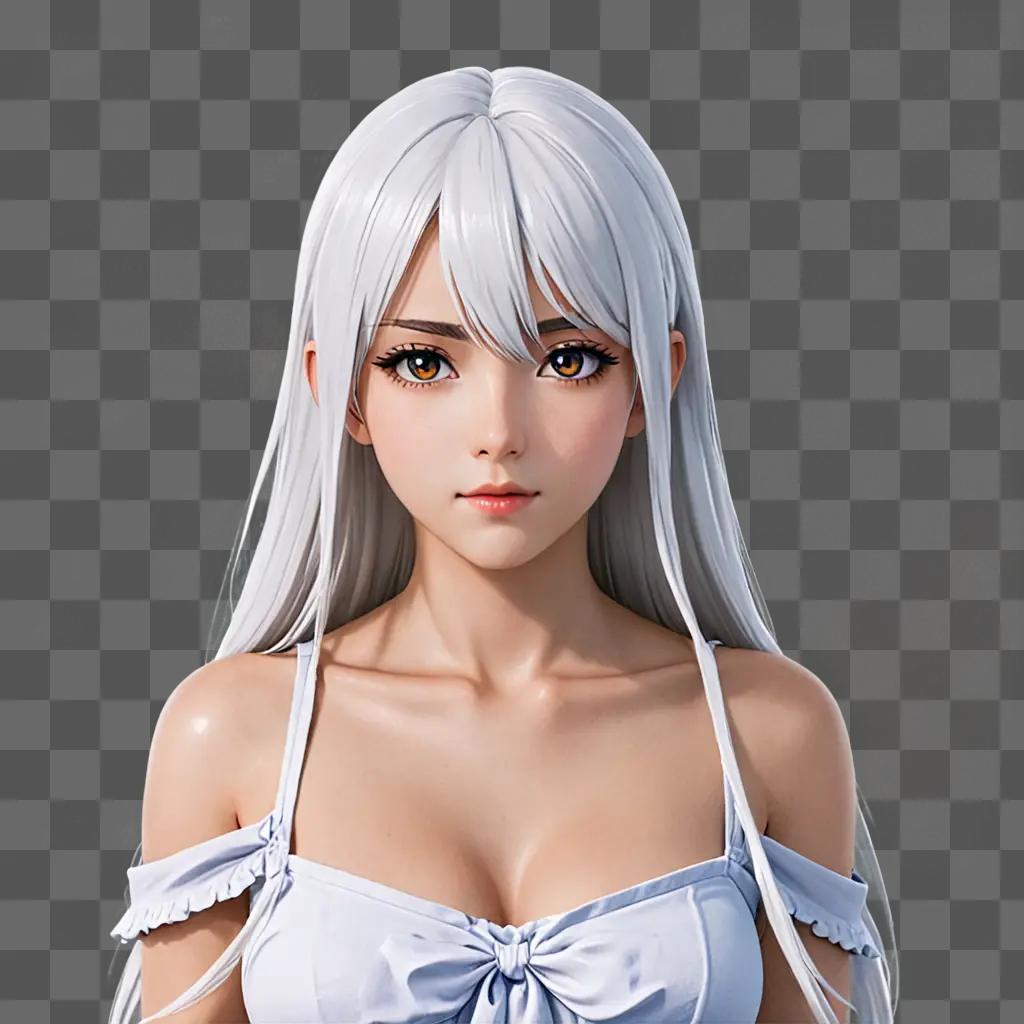 White haired anime girl poses for a picture