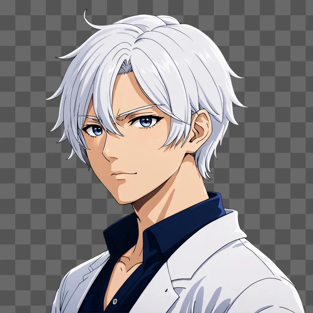 White-haired boy in a white suit