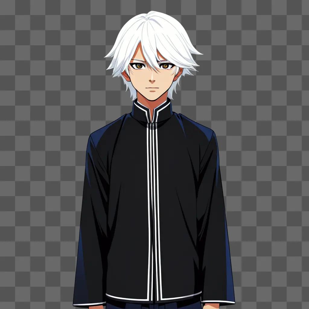 White haired boy in black jacket