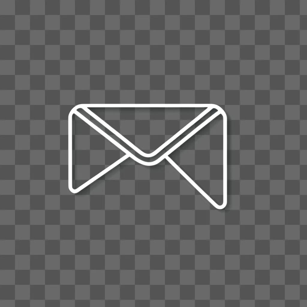 White icon of envelope on grey background