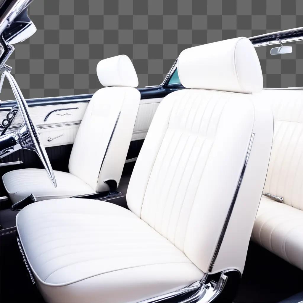 White interior car with leather seats and chrome trim