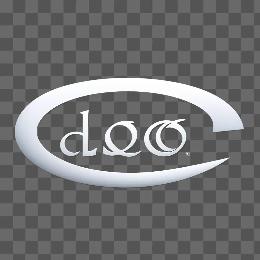 White logo with cursive writing in front of a curved background