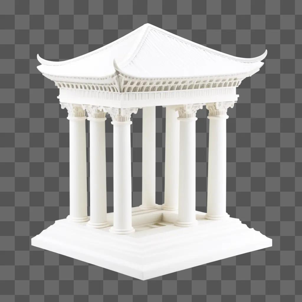 柱のある建物の白いモデル