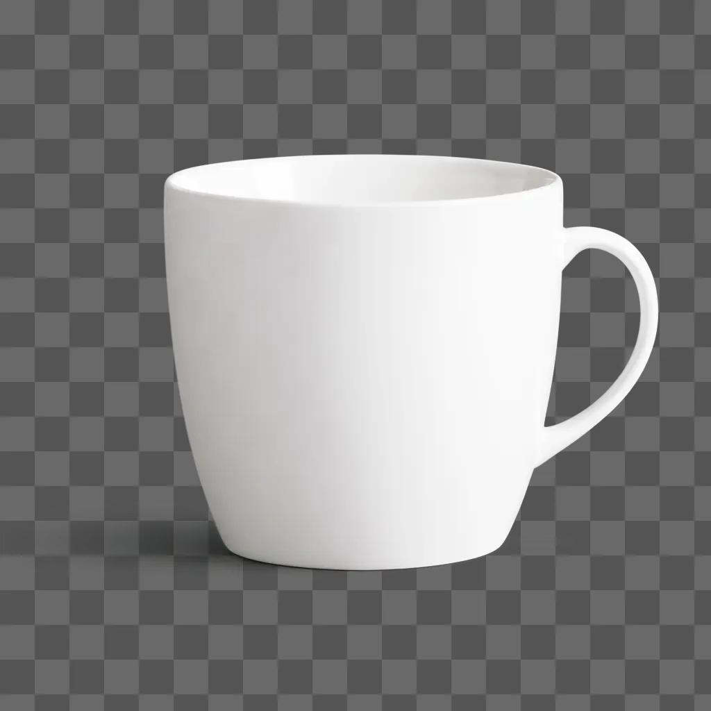 White mug with handle and shadow on a gray background