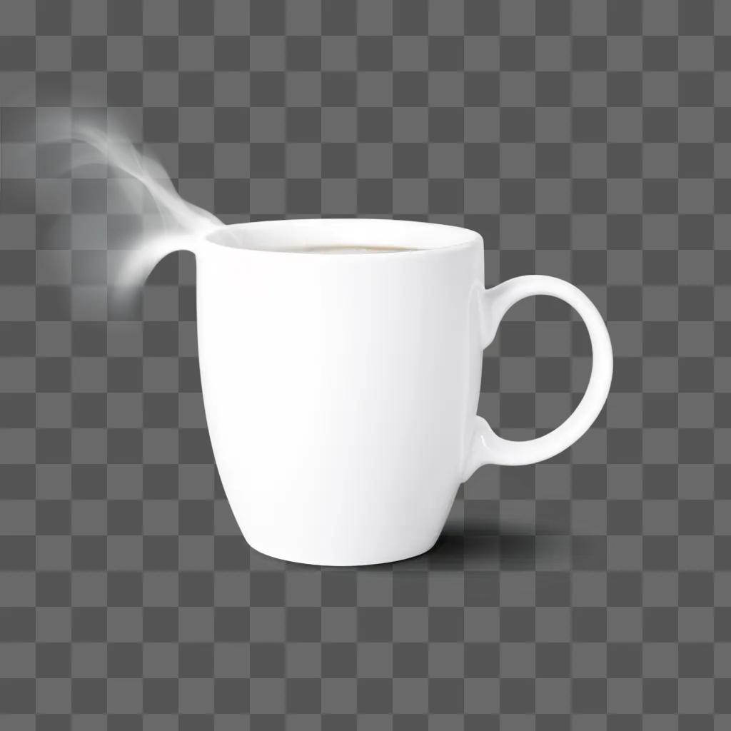 White mug with handle on a gray background