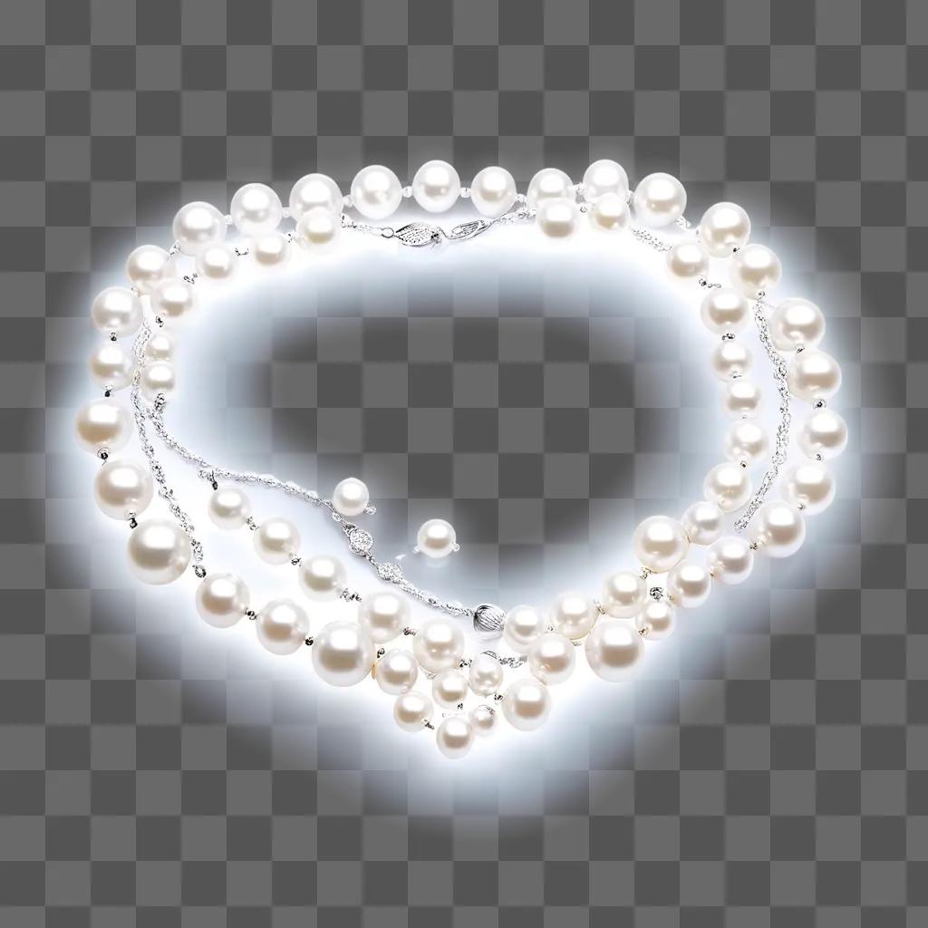 White pearls on a necklace with silver accents