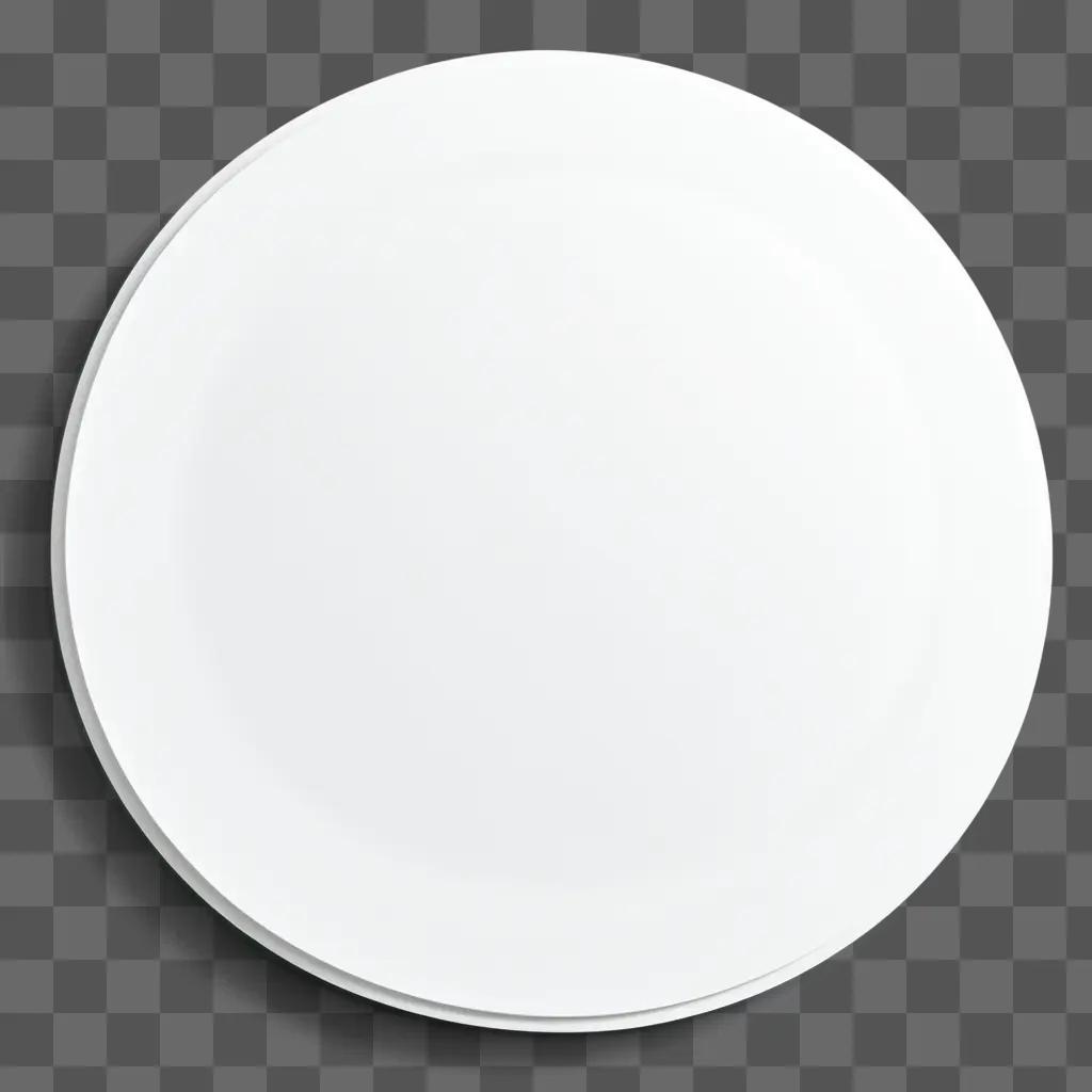 White plate on a table top with a black shadow