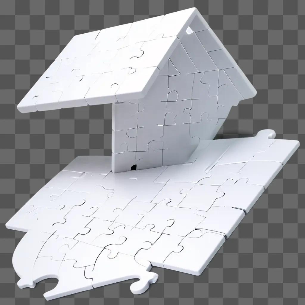 White puzzle pieces solve into a house