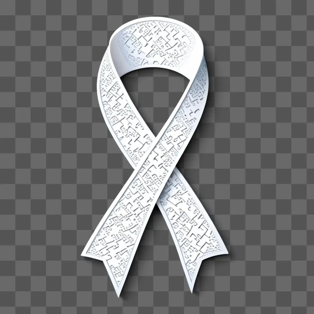 White ribbon with autism symbol