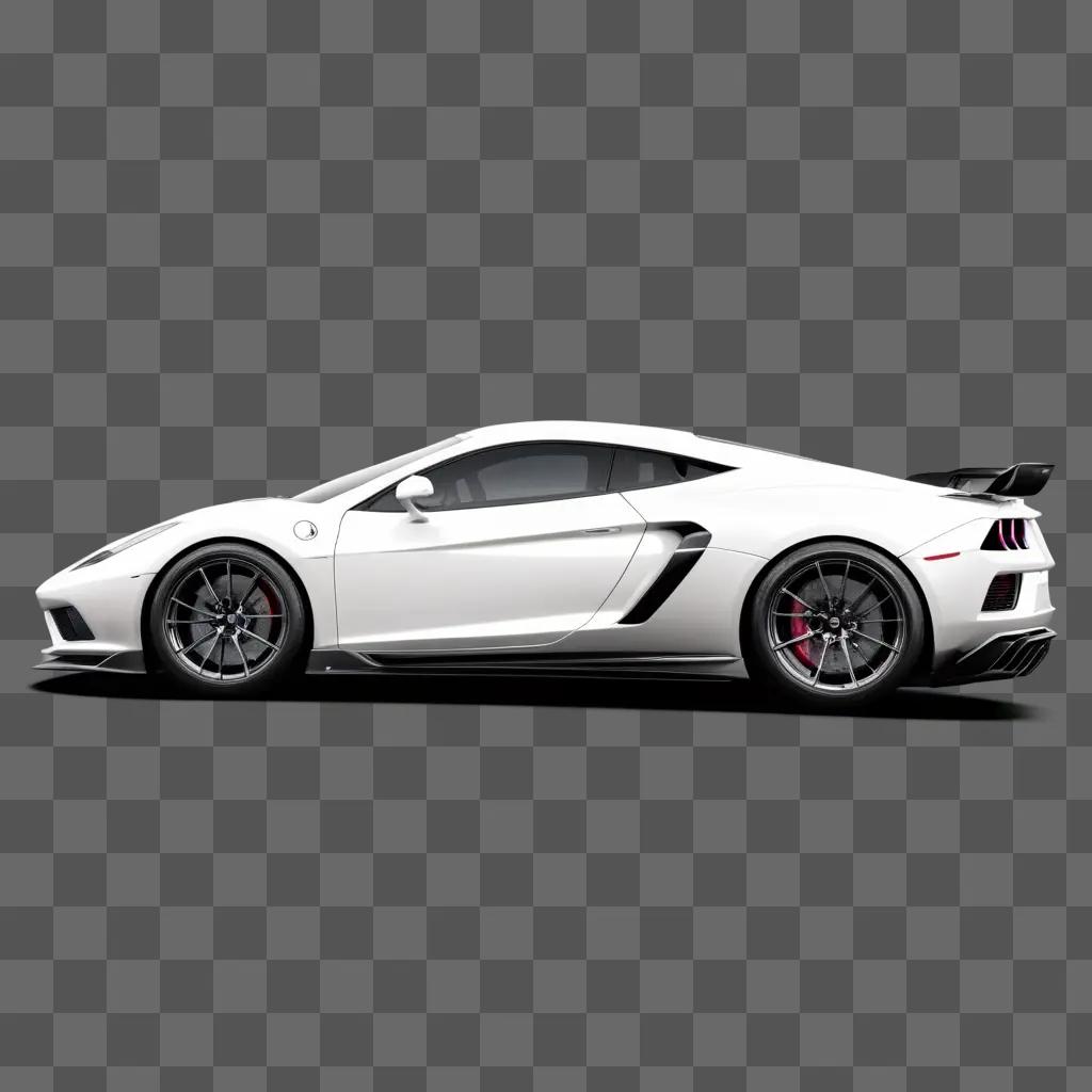 White sports car with black rims and red brake calipers