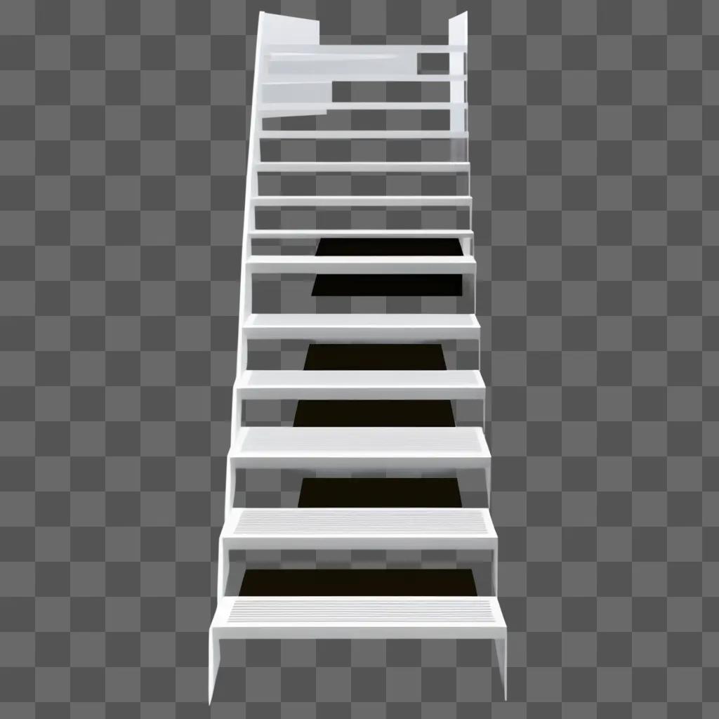 White stairs with black steps in the middle