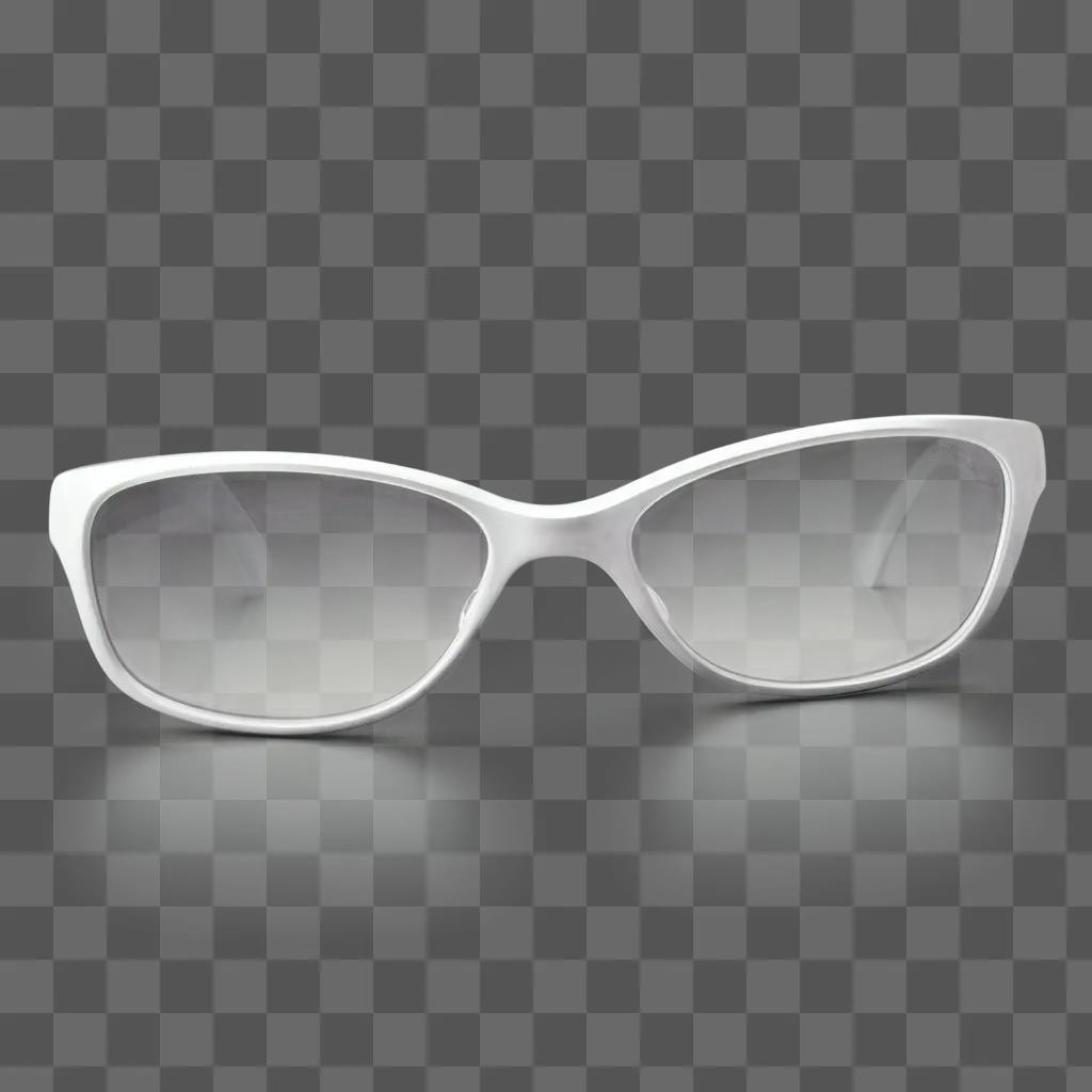 White sunglasses with shiny texture on a white background