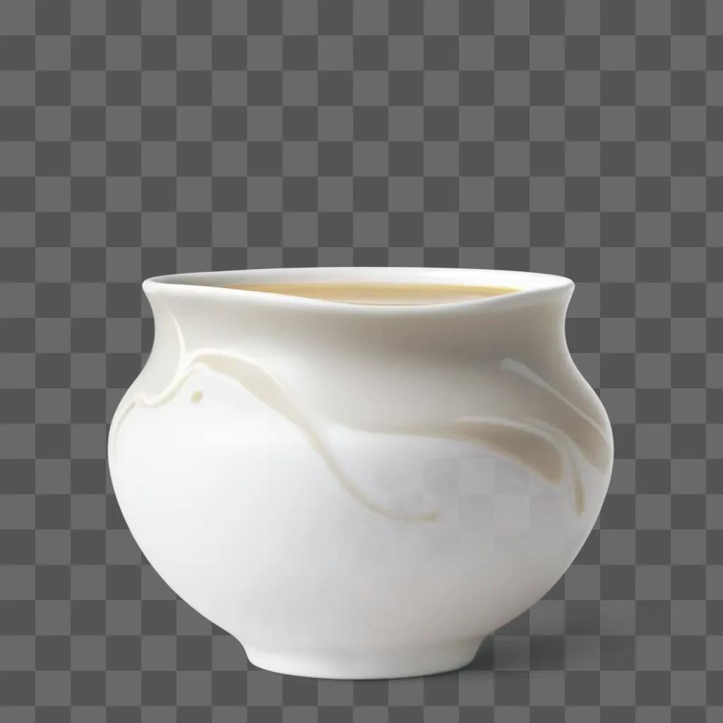 White vase with swirls and gold design