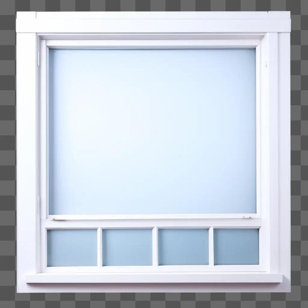 White window with blue window frame