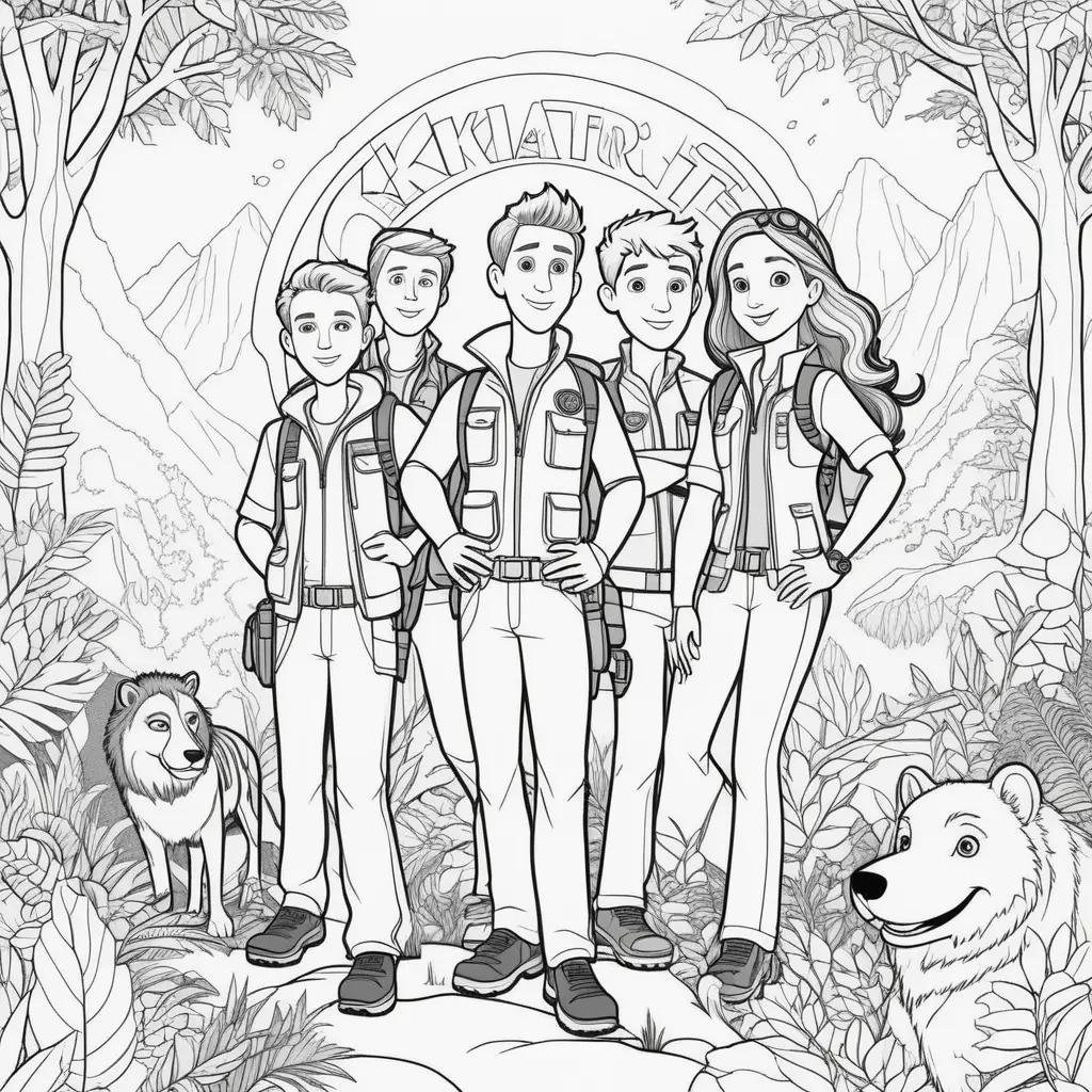 Wild Kratt coloring pages with black and white