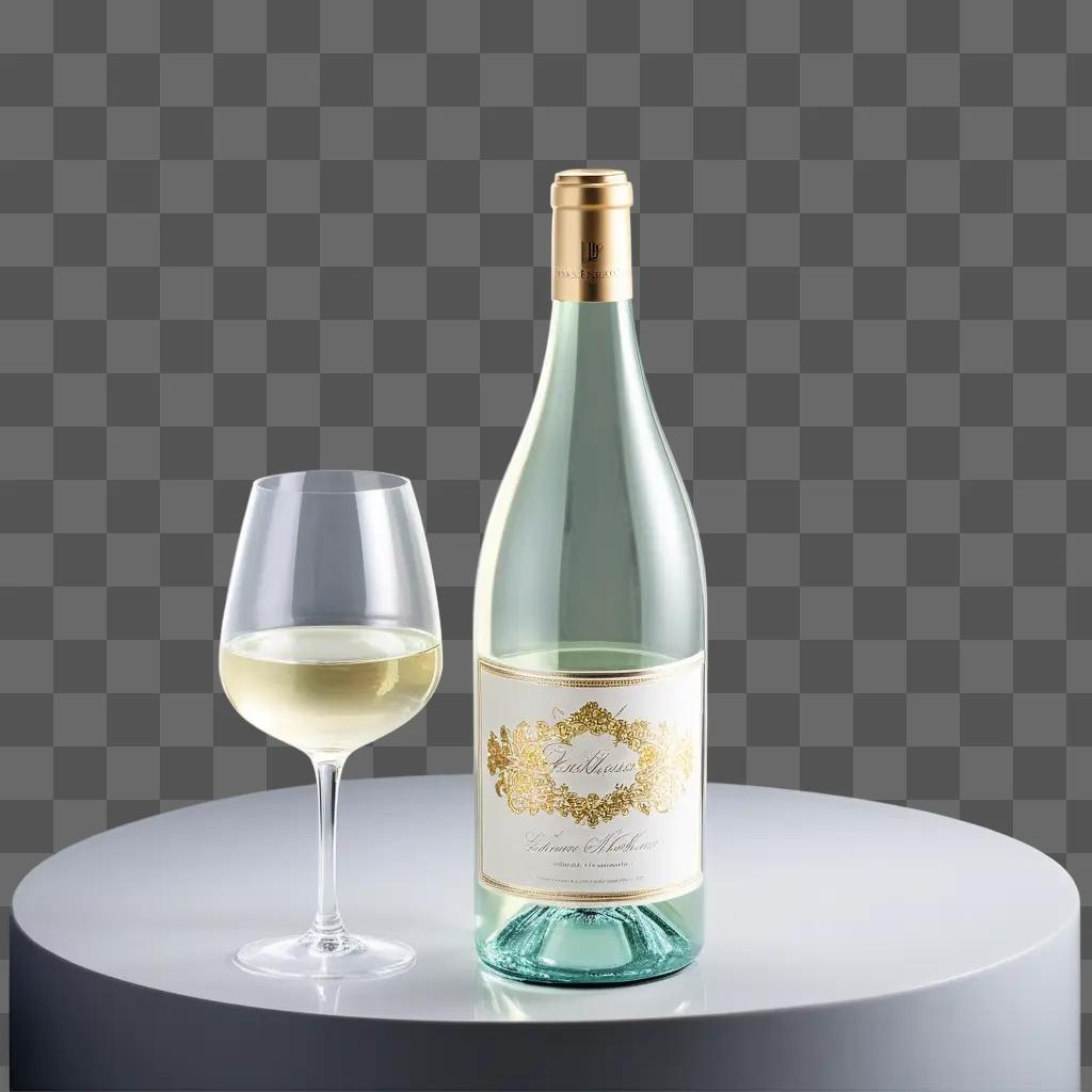 Wine bottle and glass on a white background