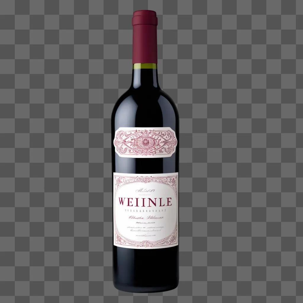 Wine bottle with red and white label