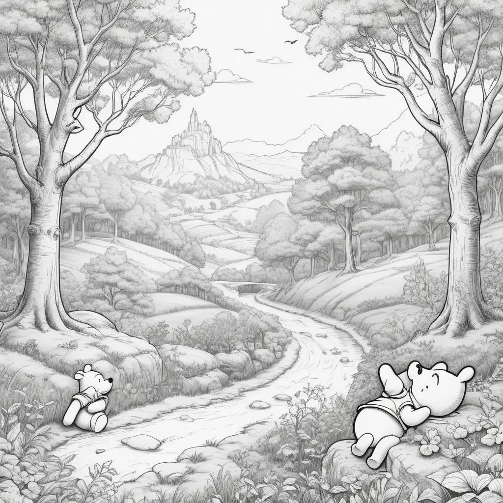 Winnie the Pooh color pages in black and white