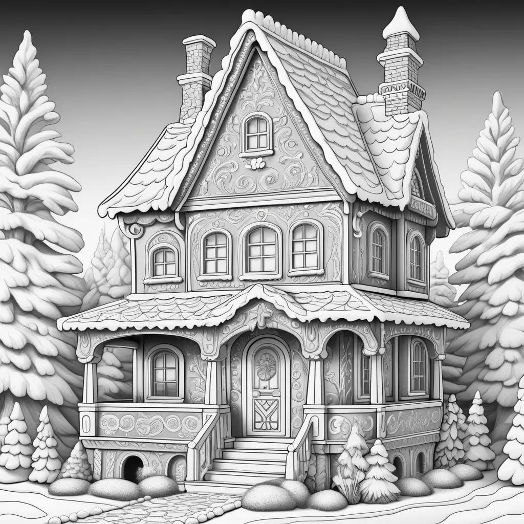 Winter Wonderland Coloring Pages: Gingerbread House