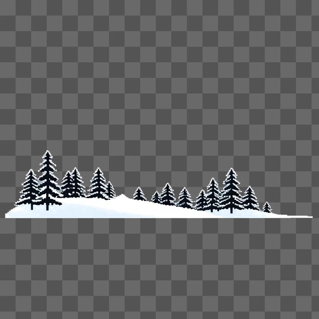 Winter landscape with 8 bit pine trees