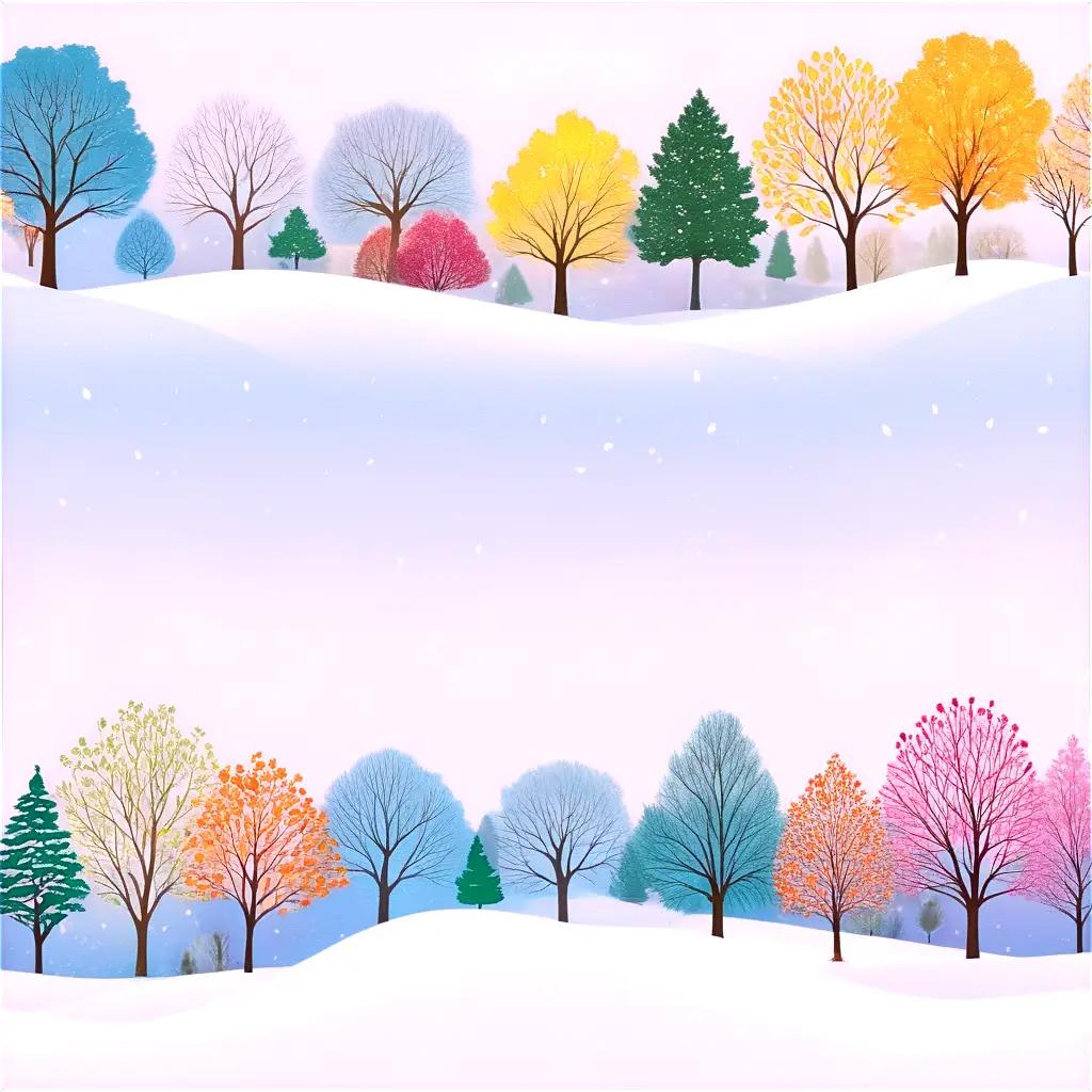 Winter landscape with trees and snow