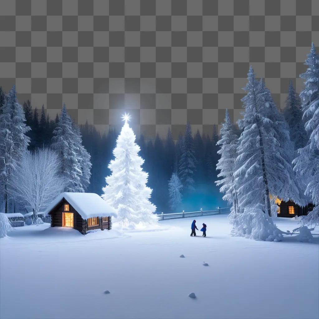 Winter wonderland with a white Christmas tree