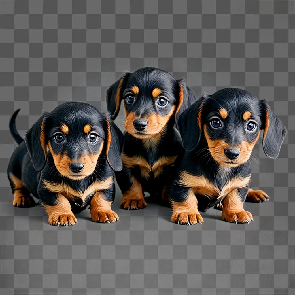 Wire haired dachshund puppies posing for a photo