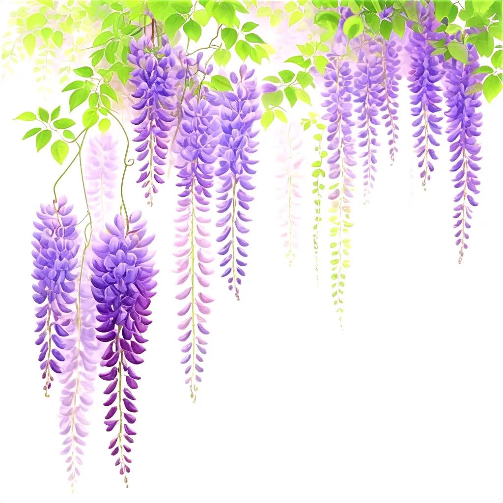 Wisteria flowers hanging in the air