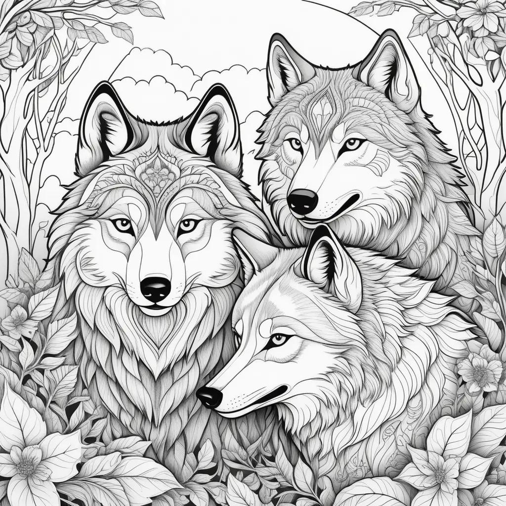 Wolves Coloring Pages: Coloring Book with Black and White Wolves