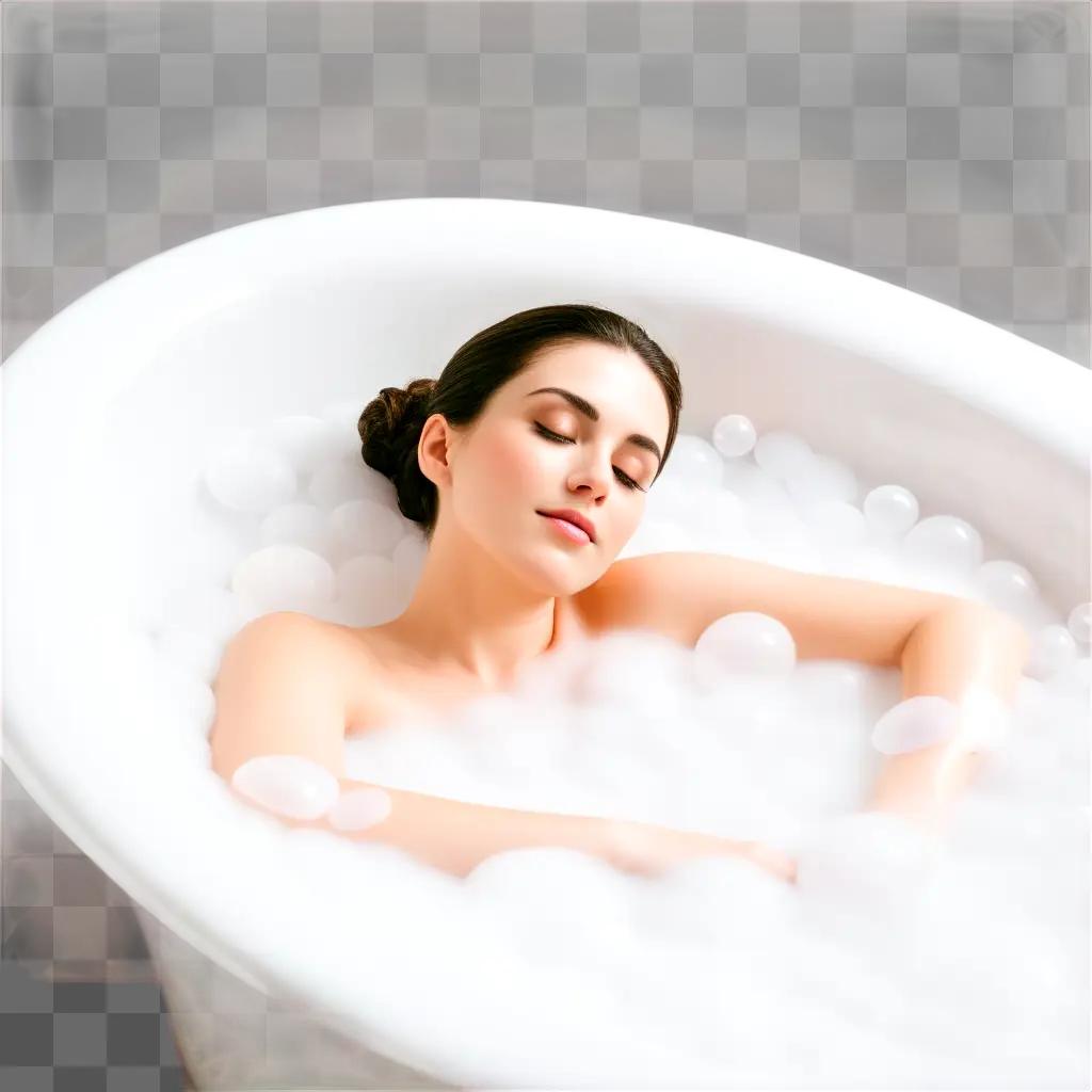 Woman enjoying bubble bath with closed eyes