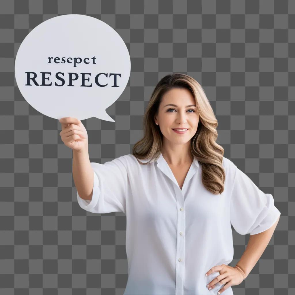 Woman holding respect sign