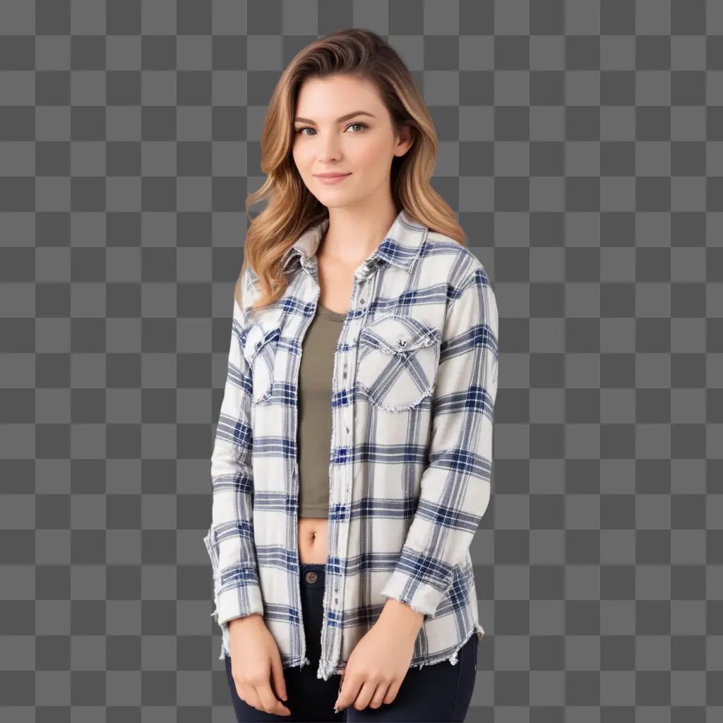 Woman in flannel shirt posing for photo