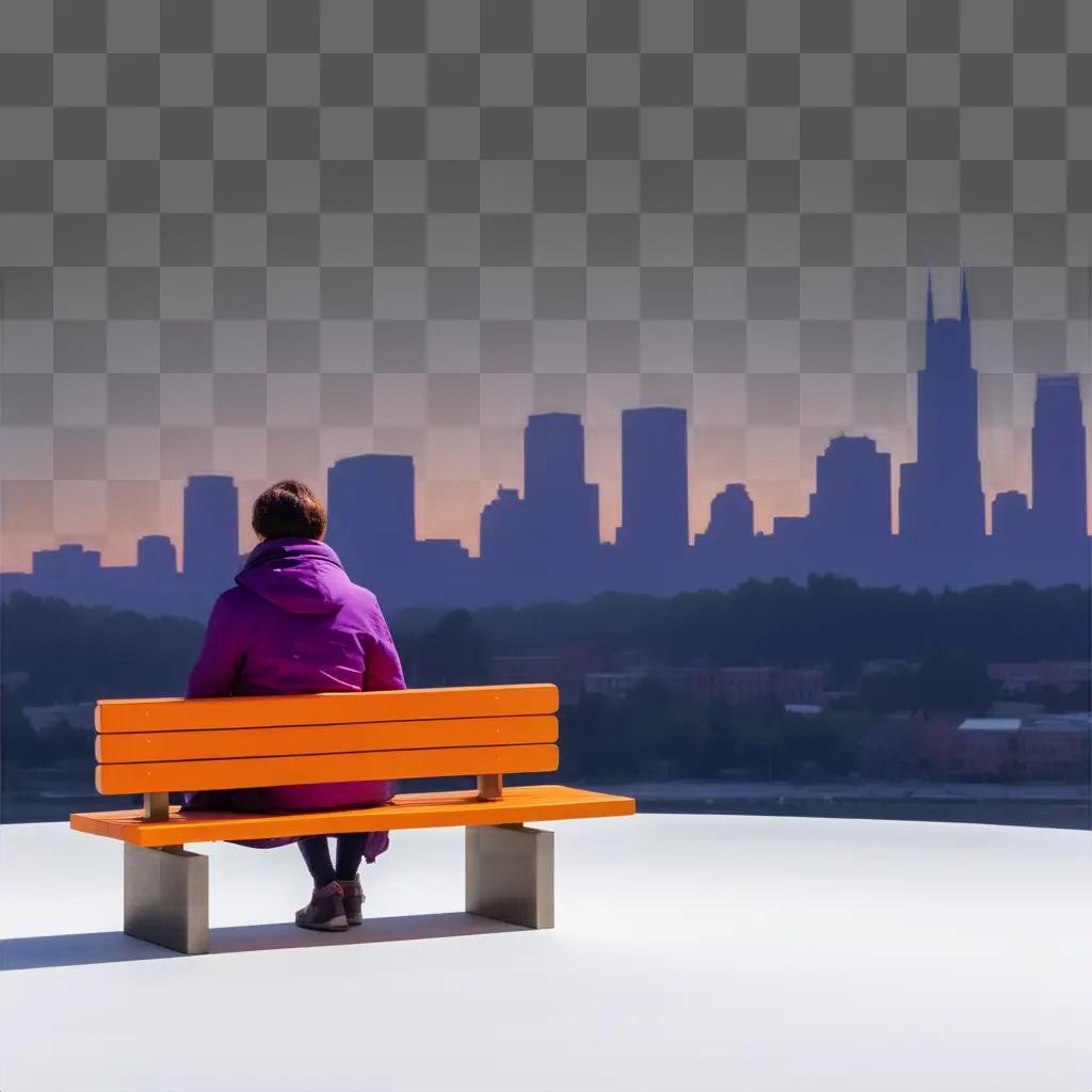 Woman in purple jacket waiting for someone in a city