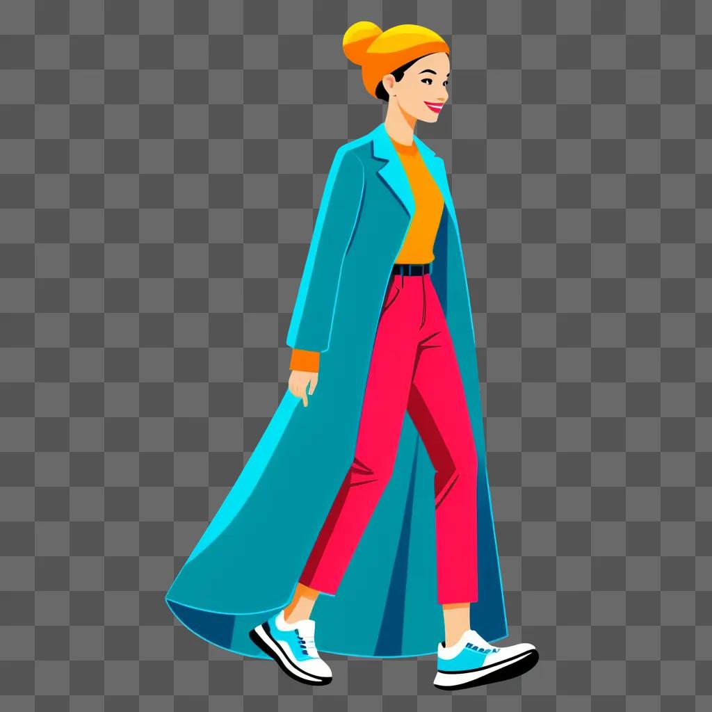 Woman in walking clipart with orange pants