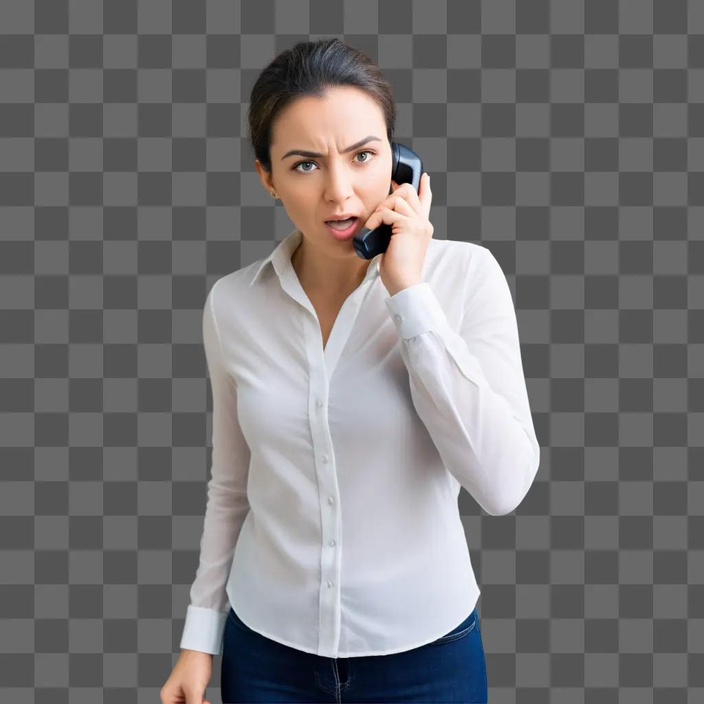 Woman in white shirt making a phone call