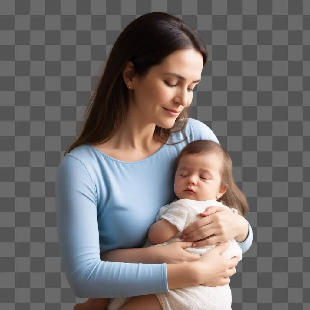 Woman with baby holds and cuddles them