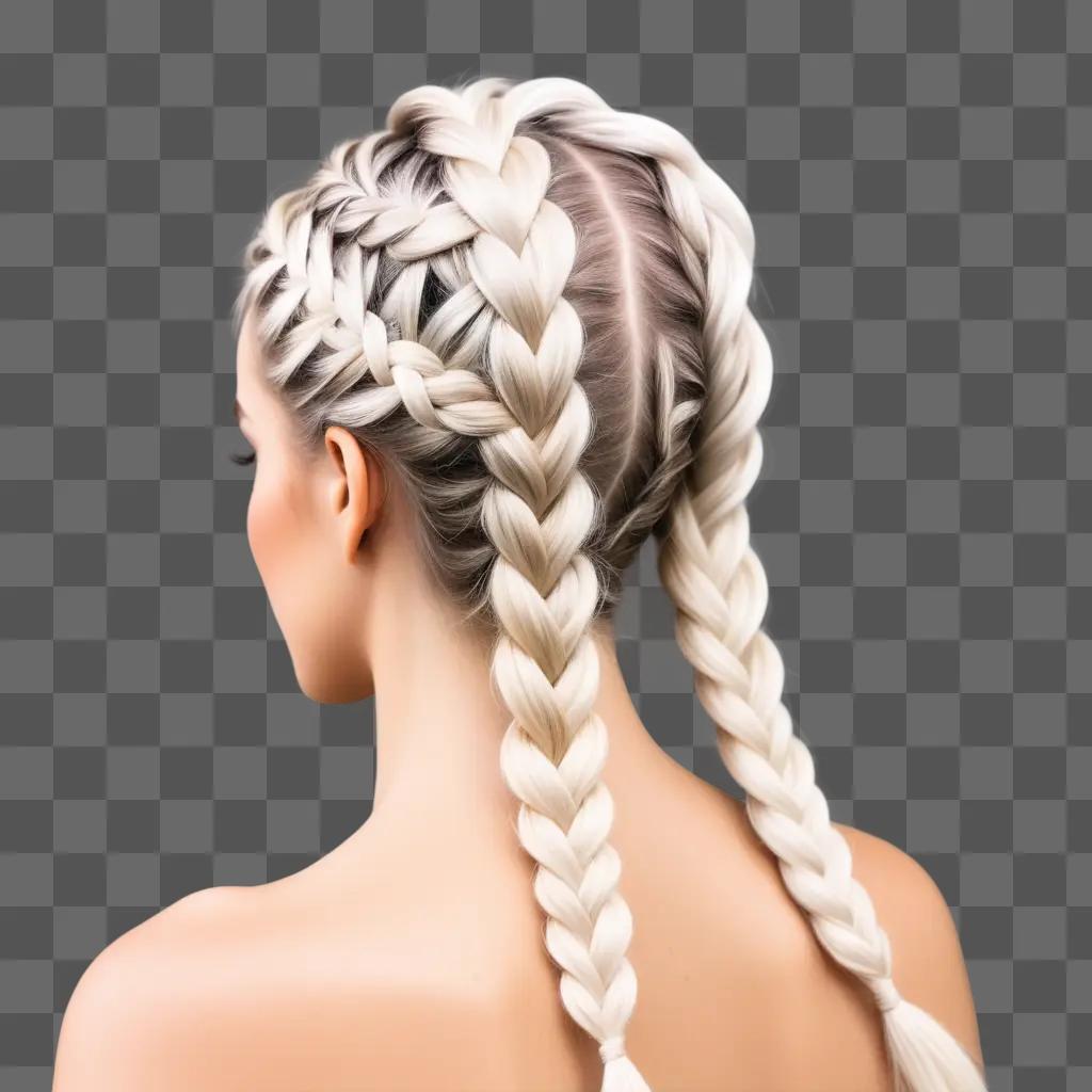 Woman with braid on her back in a tan colored background