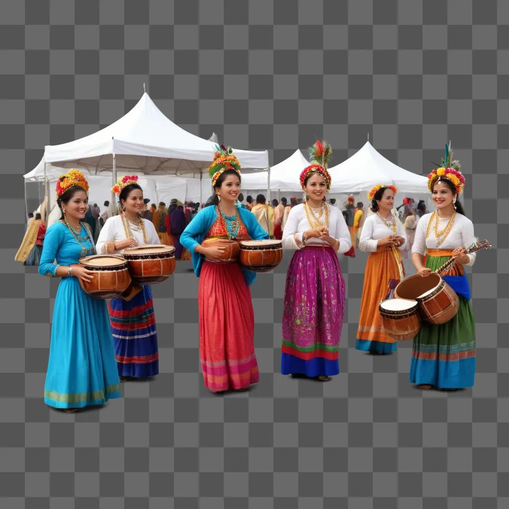 Women in colorful costumes at a festival